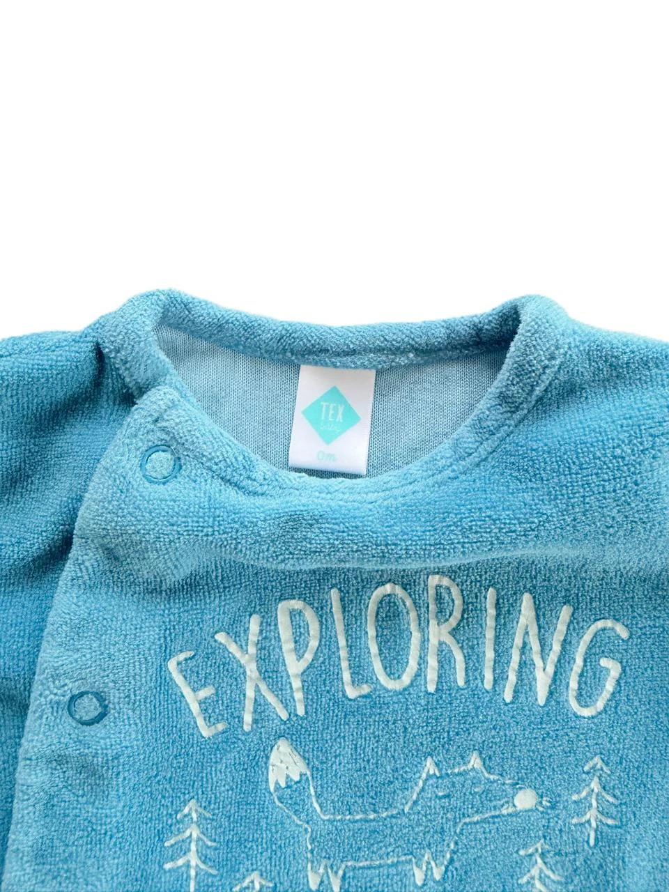 Pijama con abertura frontal de terciopelo azul Tex 0 meses – photo 2
